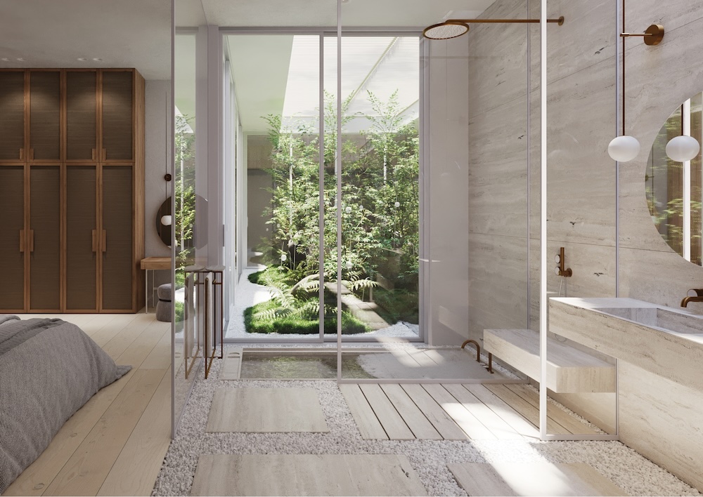 Bedroom and garden courtyard
